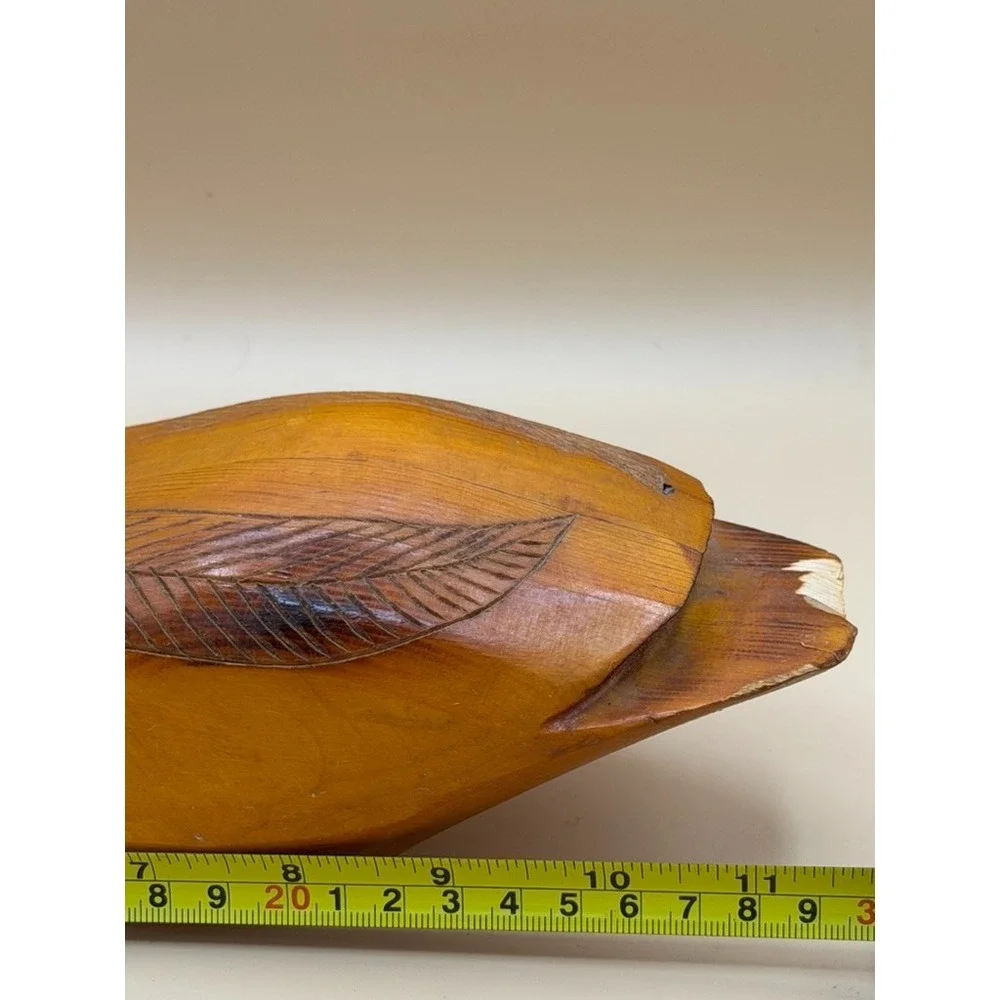 Vintage 1984 Hand Carved Wooden Duck Decoy Folk Art Signed DON 84 12